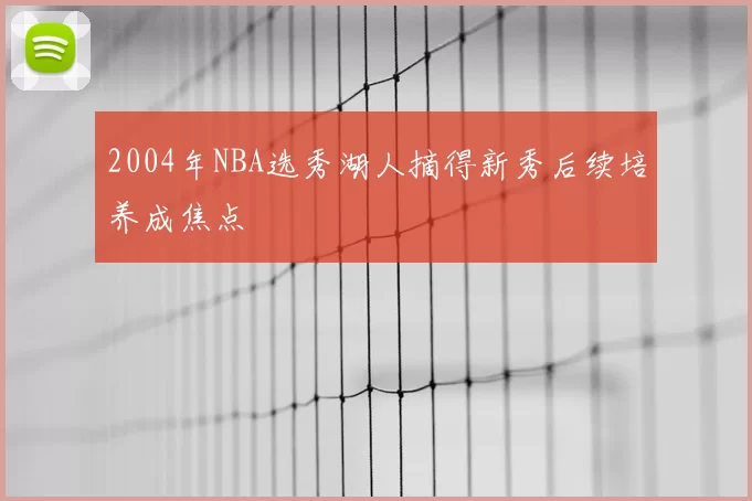 2004年NBA选秀湖人摘得新秀后续培养成焦点